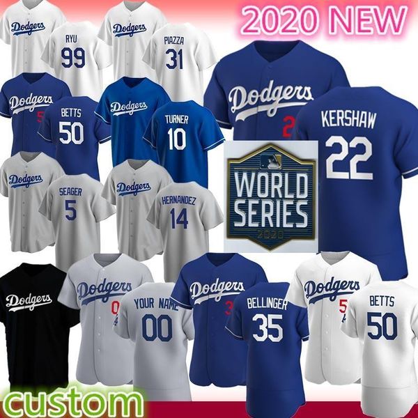 

35 cody bellinger 22 clayton kershaw baseball justin turner piazza hernandez seager muncy verdugo 50 mookie betts jersey-2020 wsdodger, Blue;black