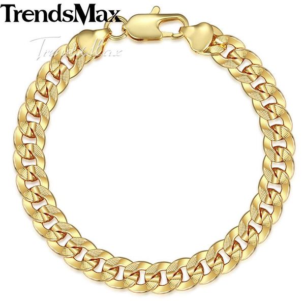 

womens men's bracelets 585 rose gold curb cuban link chain bracelet for woman male jewelry gifts dropshipping 9mm kgbm95, Black