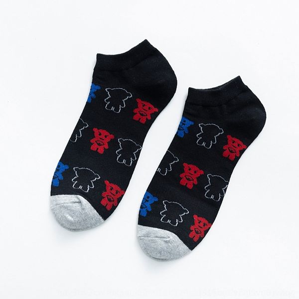 

kvfsh zhejiang factory shallow and new 2020 summer male bear men's low cartoon spring boat socks boat socks sockssocks hdcbr, Black