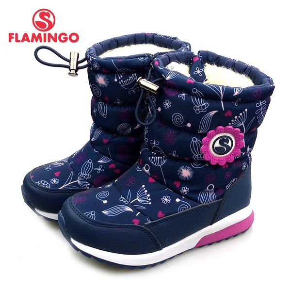 

flamingo winter anti-slip waterproof wool keep warm shoes size 25-30 children snow boots 82d-nq-1030, Black;grey