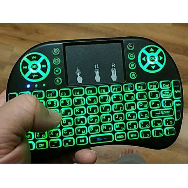 

i8 keyboard backlit russian spanish 7 color backlit i8 wireless air mouse keyboard 2.4ghz touchpad air mouse pc tv p