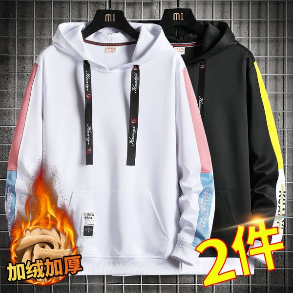 

winter cashmere thickened youth warm sweater trend printed hoodie a428-1 -- p40, Black