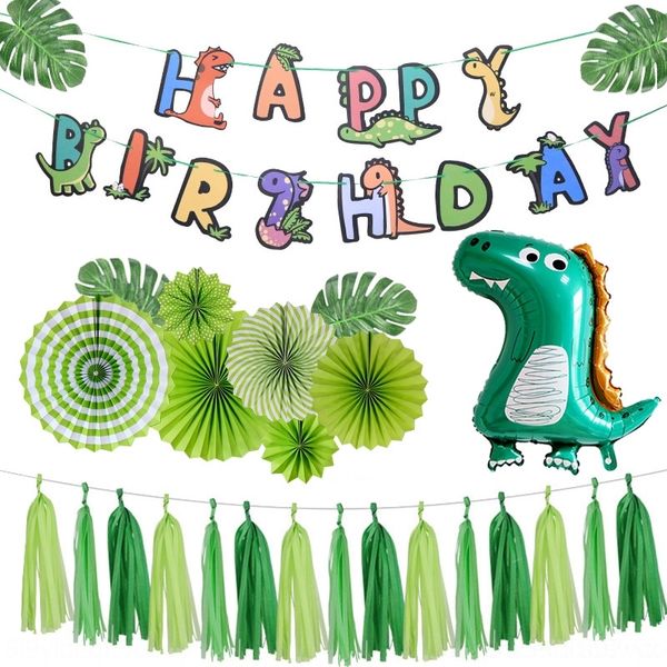 

ja3q9 new dinosaur fan aluminum set decoration party balloon dinosaur flag-pulling background wall layout paper balloon flower 7nw97