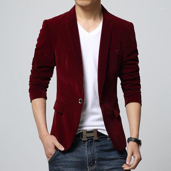 

mens slim fit blazer velvet male suit jacket 2016 spring and autumn red black blue notch lapel casual coat blaser drop shipping1, White;black