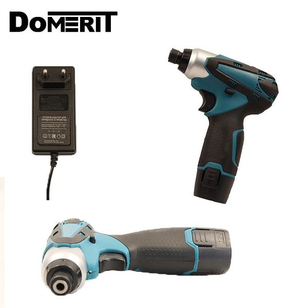 

90n.m electric screwdriver 12v cordless drill/driver screw lithium battery rechargeable hexagon power tools by domerit