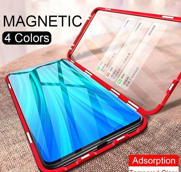 

anti-fall tempered glass magnetic adsorption metal case for xiaomi redmi note 9s note 7 8 9 pro max 8t qylref yyysports