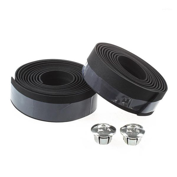 

road bike / bicycle handlebar tape / wrap--black--with 2 bar plugs1