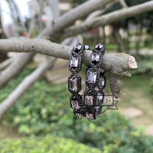 

charm amethyst crystal gemstone luxury women large hoop earrings fashion zirconia party, Golden