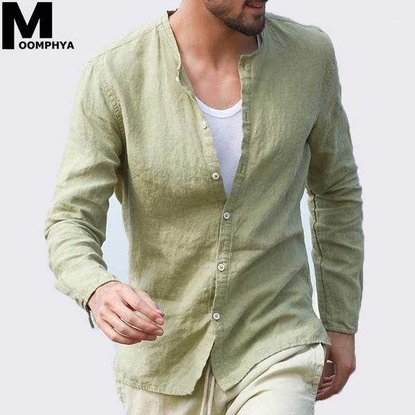 

moomphya 2019 new fashion casual linen men shirt solid color shirt men camisas hombre streetwear chemise homme1, White;black