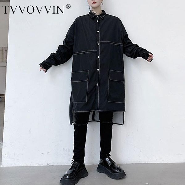 

tvvovvin blouse women split fashion new single breast plus size 2020 autumn black small fresh casual style loose shirt dzl18831, White