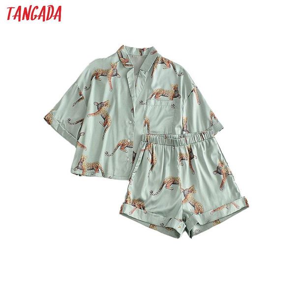 

tangada 2020 женщин животное печать печать tops шорты комплект костюм 2 шт комплект рубашка и шорты высокого качества 3w157, Gray