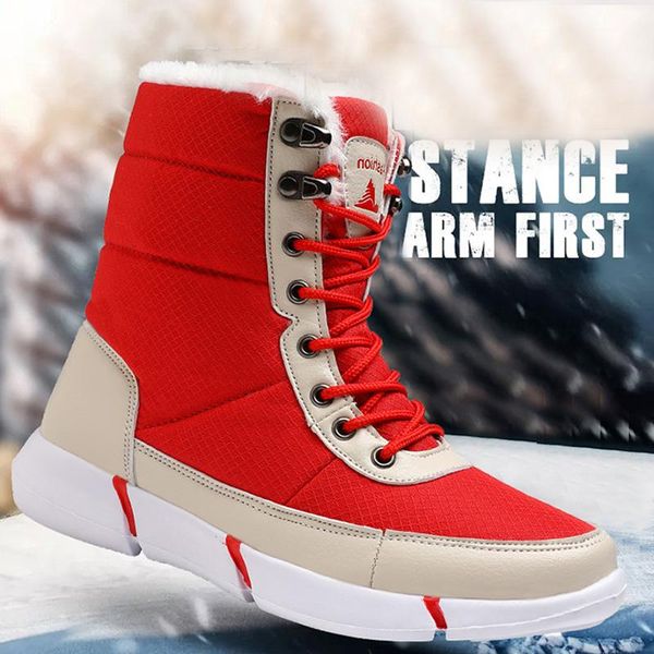 

2020 high-snow boots men shoes rain waterproof with fur plush warm male casual ankle snow boots waterproof women winter shoe, Black