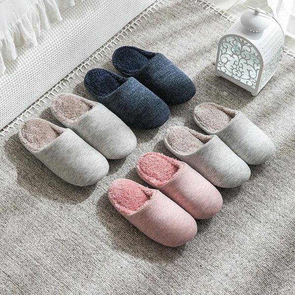 

autumn and winter cotton slippers female solid color lovely anti slip floor mop japanese style home soft bottom warm cotton mop1, Black