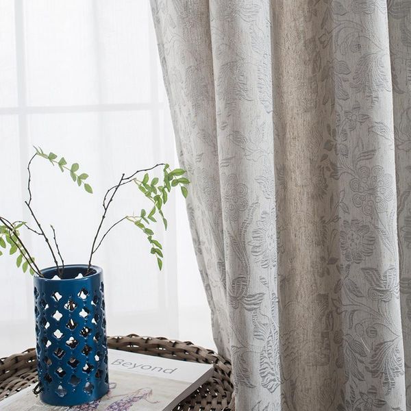 

cotton linen curtains djibouti flower curtain fabric plain obscure new chinese style bedroom living room curtains