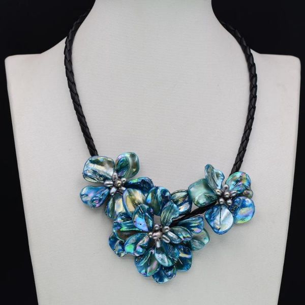 

wholesale love blue turquoises shell flower choker necklace for women wedding jewelry accessories, Golden;silver