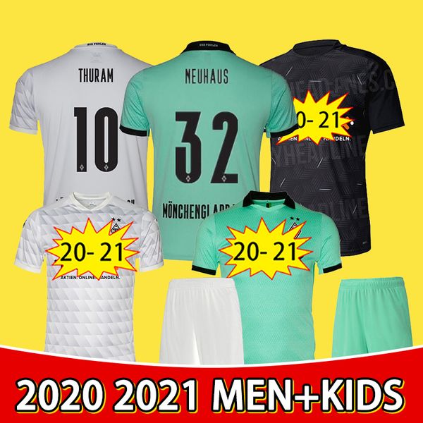 

men 20 21 mönchengladbach soccer jersey gladbach 2020 2021 monchengladbach thuram lainer plea borussia high-quality football shirt, Black