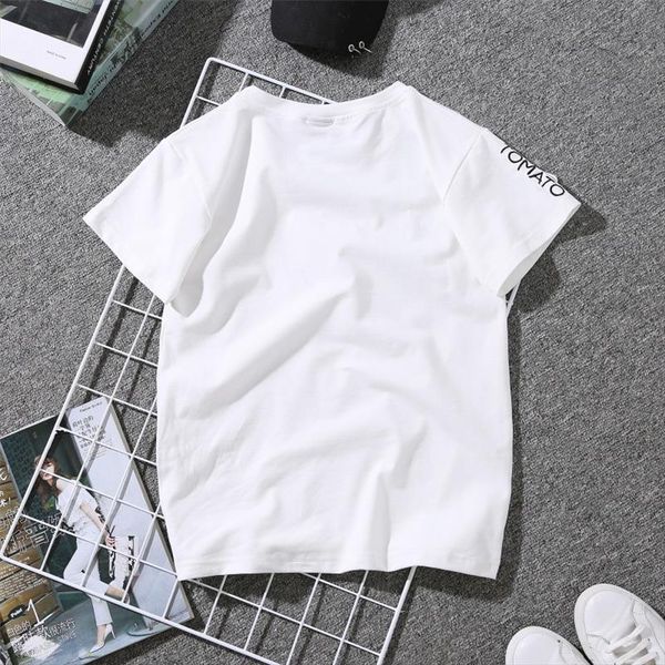 

2020 summer couples lovers t shirt for women casual white tshirt women t shirt love heart embroidery print shirt female