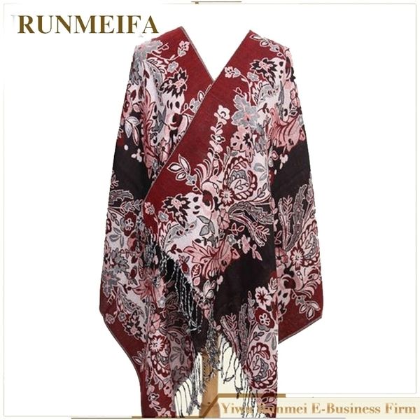 

runmeifa long plaid scarf women winter print scarves shawls wrap pashmina scarf warm cashmere female stole scarfs 190x70cm y201024, Blue;gray