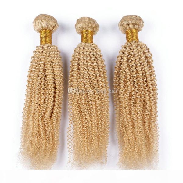 

blonde 613 afro kinky завитые человеческих волос пучки pure color 613 светлые волосы соткут kinky завитые extensions необработанные, Black