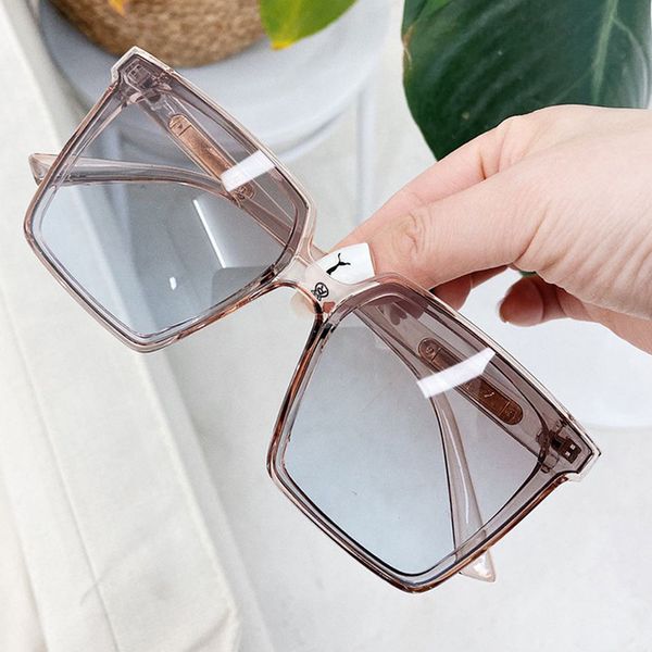 

2020 oversized square sunglasses for women clear tea black gradient sun glasses female big eyewear uv400 oculos feminino