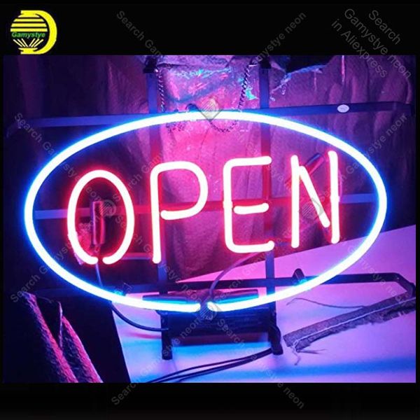 

recreation room open neon sign neon bulbs sign beer bar pub handcrafted glass tube signboard neon light sign enseigne lumineuse