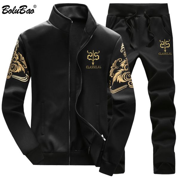 

bolubao - men's casual sportswear sweatshirt and sweat set, fashion brand, two-piece set, Gray