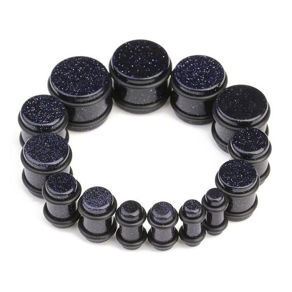 

louleur 1pair 6/8/10/12/14/16mm natural blue sand stone ear plug tunnel piercing for women men earrings body piercing jllqeo, White