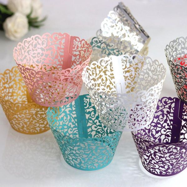 

24pcs little vine lace laser cut cupcake wrapper wedding birthday party decorations kids baby shower handmade cake decoration
