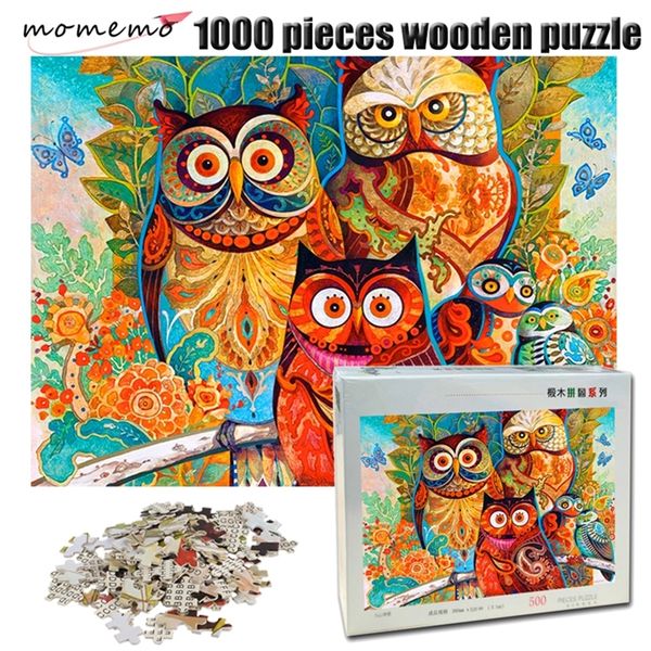 

momemo owl family puzzle 1000 pieces wooden jigsaw puzzle color abstract painting puzzle for children educational toy gift y200421