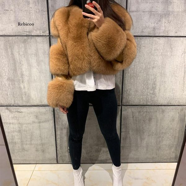 

winter overcoat furry cropped faux fur and leather patchwork jacket women faux fur short coat fake outwear1, Black