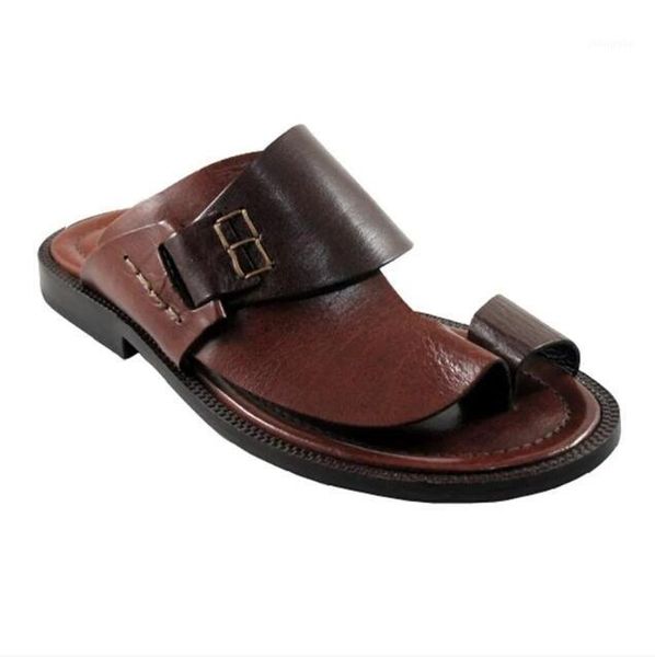 

men shoes casual summer slippers pu leather fashion flat shoes casual brogue spring vintage classic male lp2131, Black