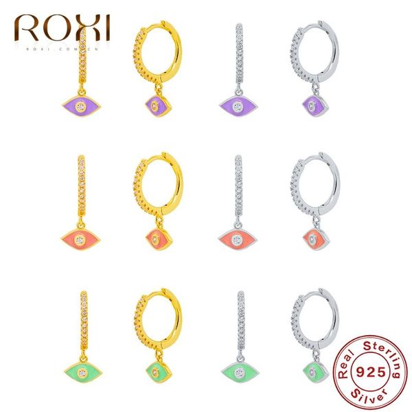 

hoop & huggie roxi ins crystals earrings for women dripping oil eyes jewelry earring cartilage 925 sterling silver pendientes, Golden;silver