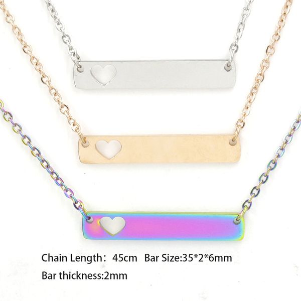 

women love heart fashion mother daughter for stainless steel blank bar pendant necklace friends jewelry buyer own diy, Silver