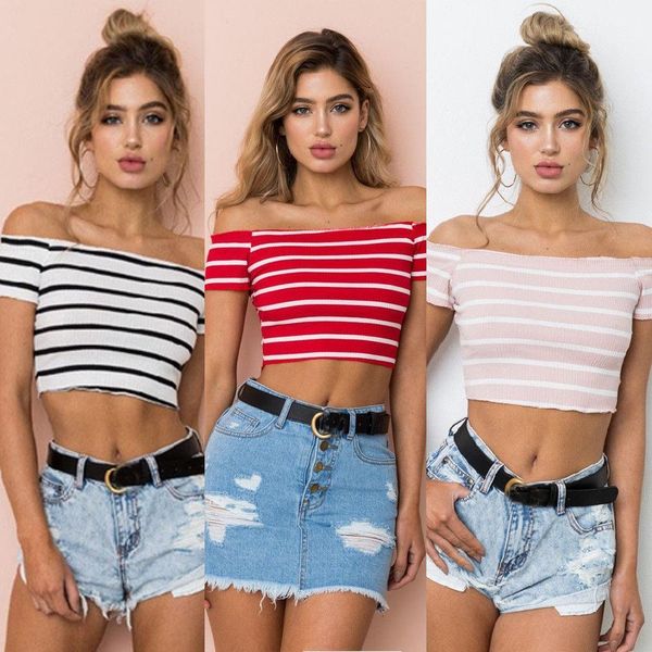 

summer streetwear women ladies short sleeve crop elegant plain basic femme tank party bodycon stretch vest tee, White