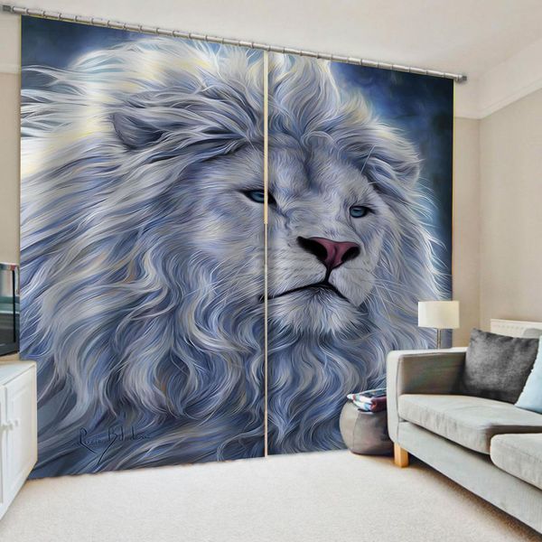 

morden blue lions шторы 3d window connects для гостиной спальня 3d стереоскопические шторы