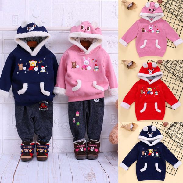 

winter men's autumn and women's treasure christmas snowman cute bear rabbit warm pocket fce hooded sweater children's pullove, Black
