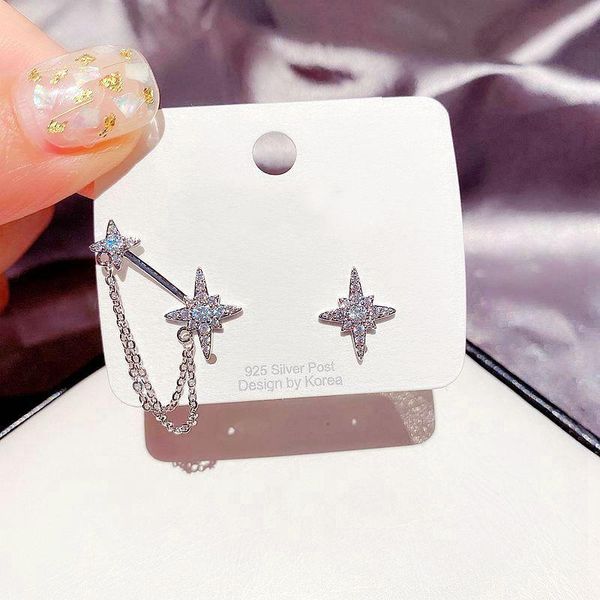 

migga асимметричной звезда серьга для женщин micro асфальтовых фианитов серьги стержень партии подарок ювелирных изделий, Golden;silver
