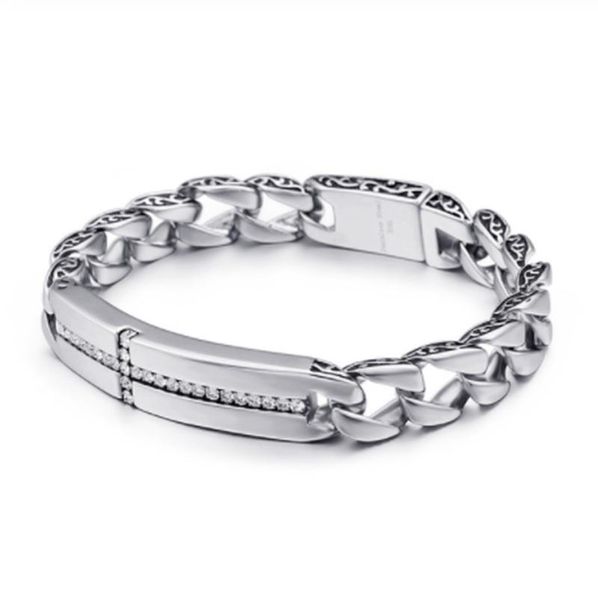 

simple personality solid color men cubic zirconia cross charm trend popular men's sports and leisure bracelet jewelry, Golden;silver