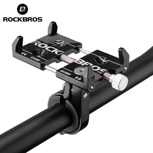 

rockbros universal aluminum bike phone stand holder bracket adjustable bicycle handlebar mount for 3.5-6.2inch smartphone