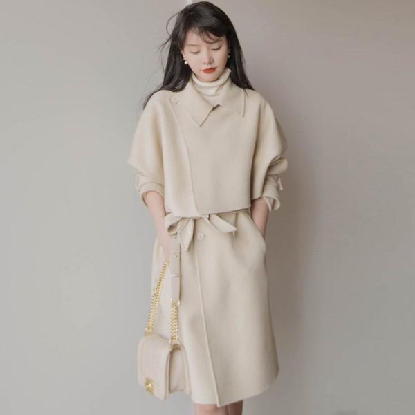 

european women's wear the goods of 2020 new winter wind suit female light ripe skirt brim two-piece outfit, White