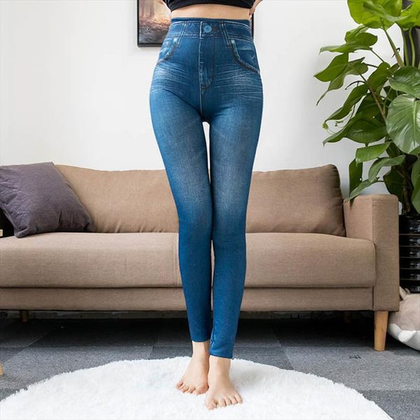 

jeans for women denim pants with pocket pull cashmere body imitation cowboy slim leggings women fitness plus size 2020 new, Black