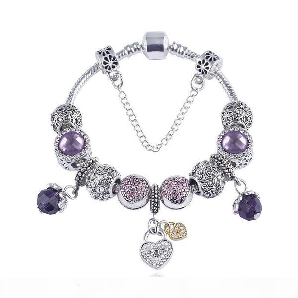 

mixed style new silver charm k bracelets 925 women vintga bracelet purple crystal beads diy fashion jewelry for christma