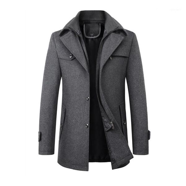 

men's wool & blends gustomerdnice autumn and winter fashion mens coat in the long section thick warm slim solid color casual men1, Black