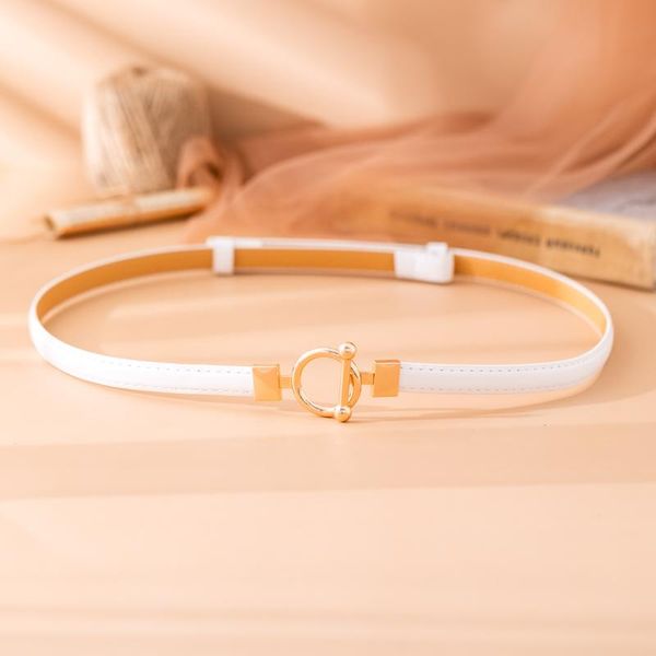 

настройка дизайн поясов для платья нового способа faux женщин кожаного пояса тонкого золото сплав круглой пряжка waistband coat аксессуаров, Black;brown