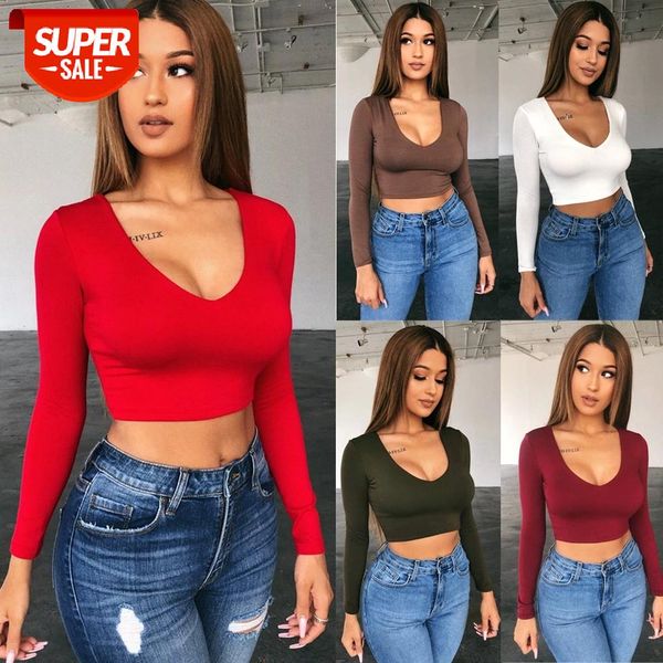 

summer new women solid o neck t shirts long sleeve high waist ladies casual t shirts 6 colors #sr3u, White
