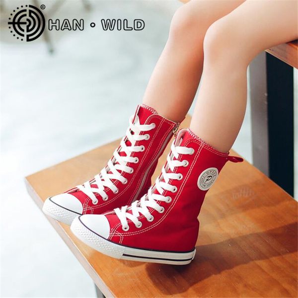 

toddler girl high children casual boys classic canvas student lace up flats kids sneakers shoes, Black;red