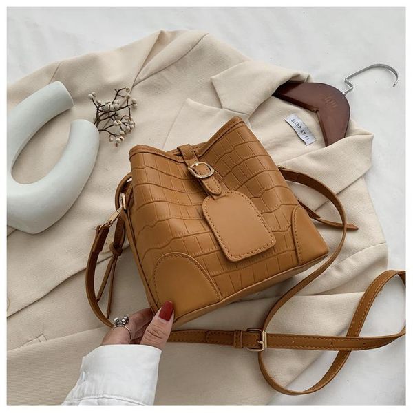 

retro stone pattern bucket bags women crocodile pattern handbag capacity luxury 2020 shoulder messenger bags ladies pu purse