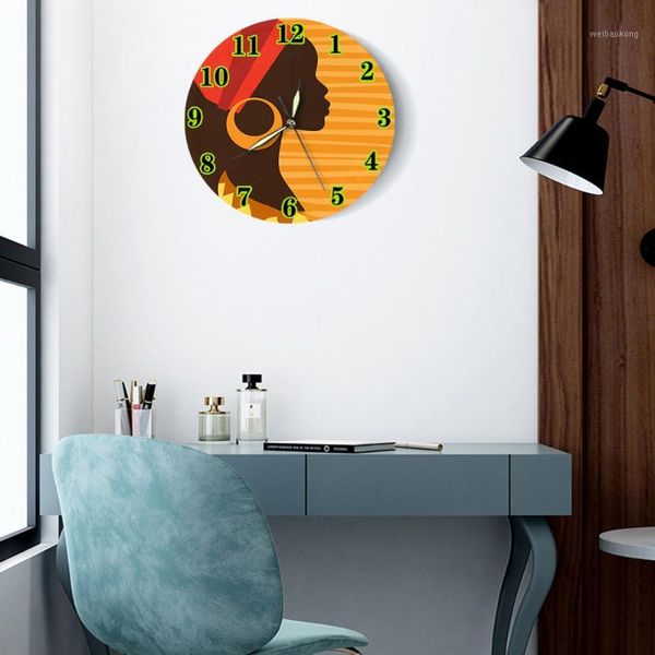 

wall clocks african woman digital clock nordic ins living room acrylic mute stickers decoration borderless alarm1