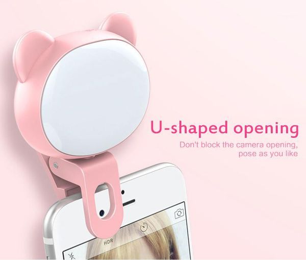 

fill light with 32 lamp beads 3 gears dimming led ring light pgraphy clip 360Â° rotatable mobile phone fill1