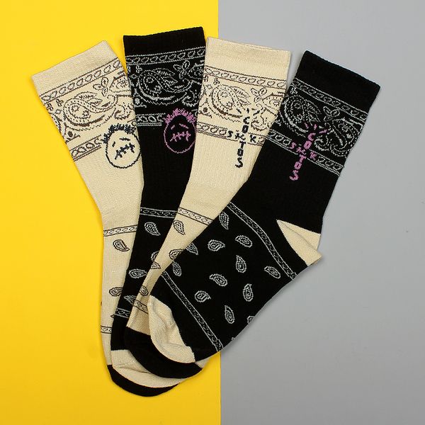 

new football socks travis scott chunky dunky night skateboard fashion mens letter printed sports socks hip hop basketball quality, Black